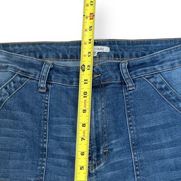 John Mark Jeans Womens 14 Crop Wide Leg Frayed Hem Blue Jeans Patch Pockets - Picture 9 of 10